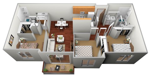 Floor plan for 3 beds, 2 baths, 1410 sqft